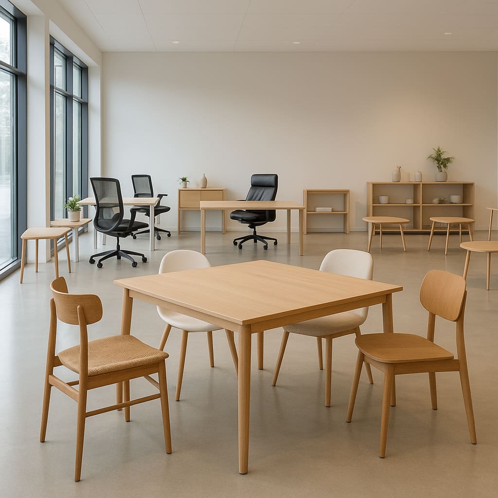 Moderní showroom židlí a stolů